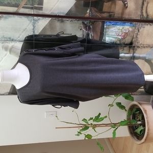 Bobeau Gray Midi Dress Short Sleeve Batwing Arm Cold Shoulder